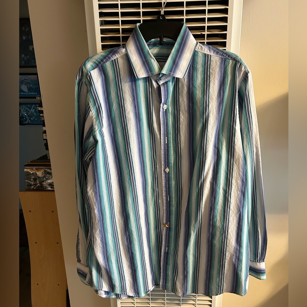 Tasso Ella Stripped Button Down Shirt  Large 16-16.5